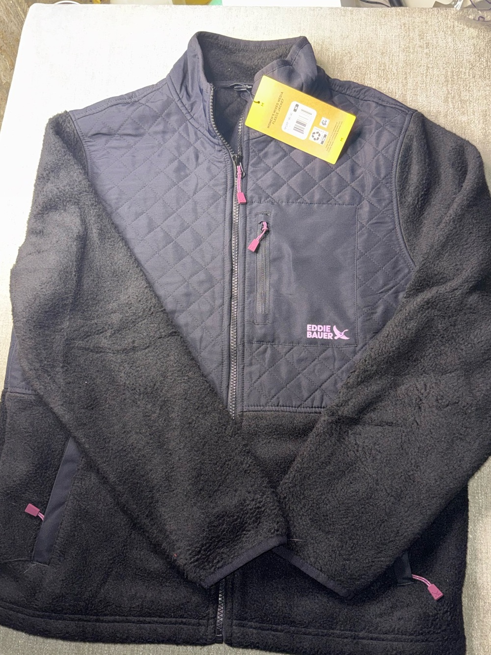 Eddie Bauer Women's Mixed Media Fleece Jacket Black Medium
